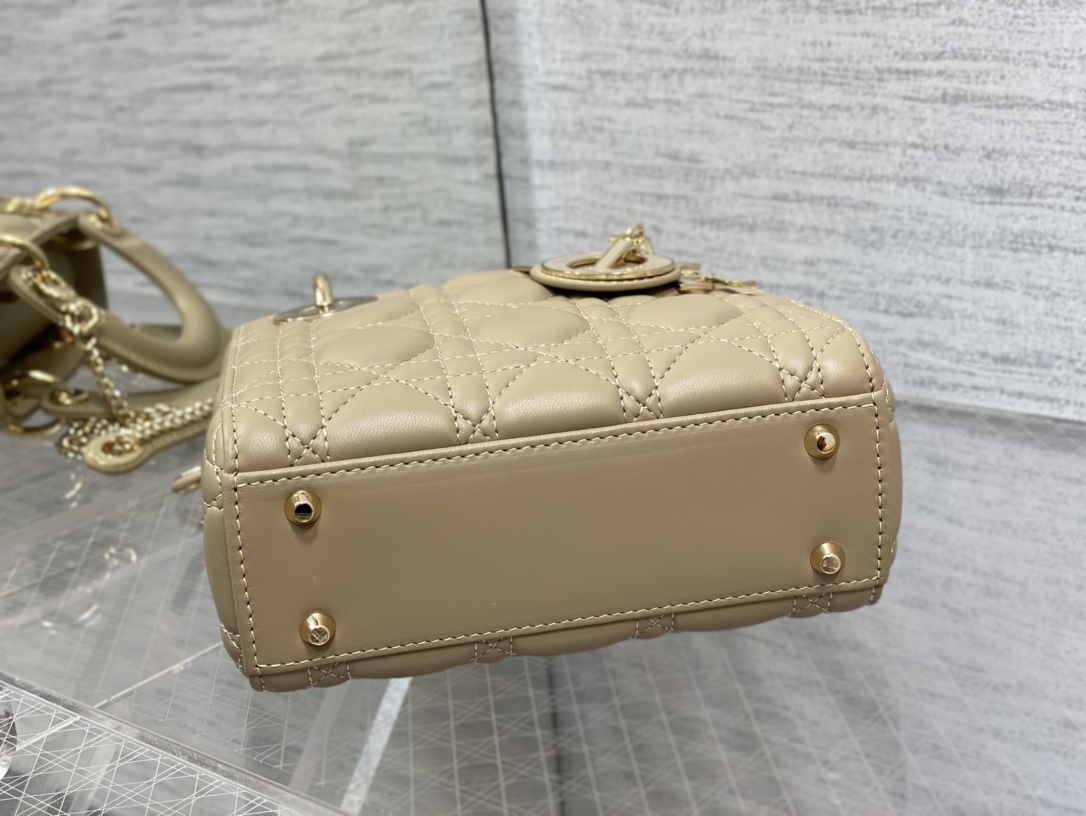 Mini Lady Dior Bag Warm Taupe Cannage Lambskin